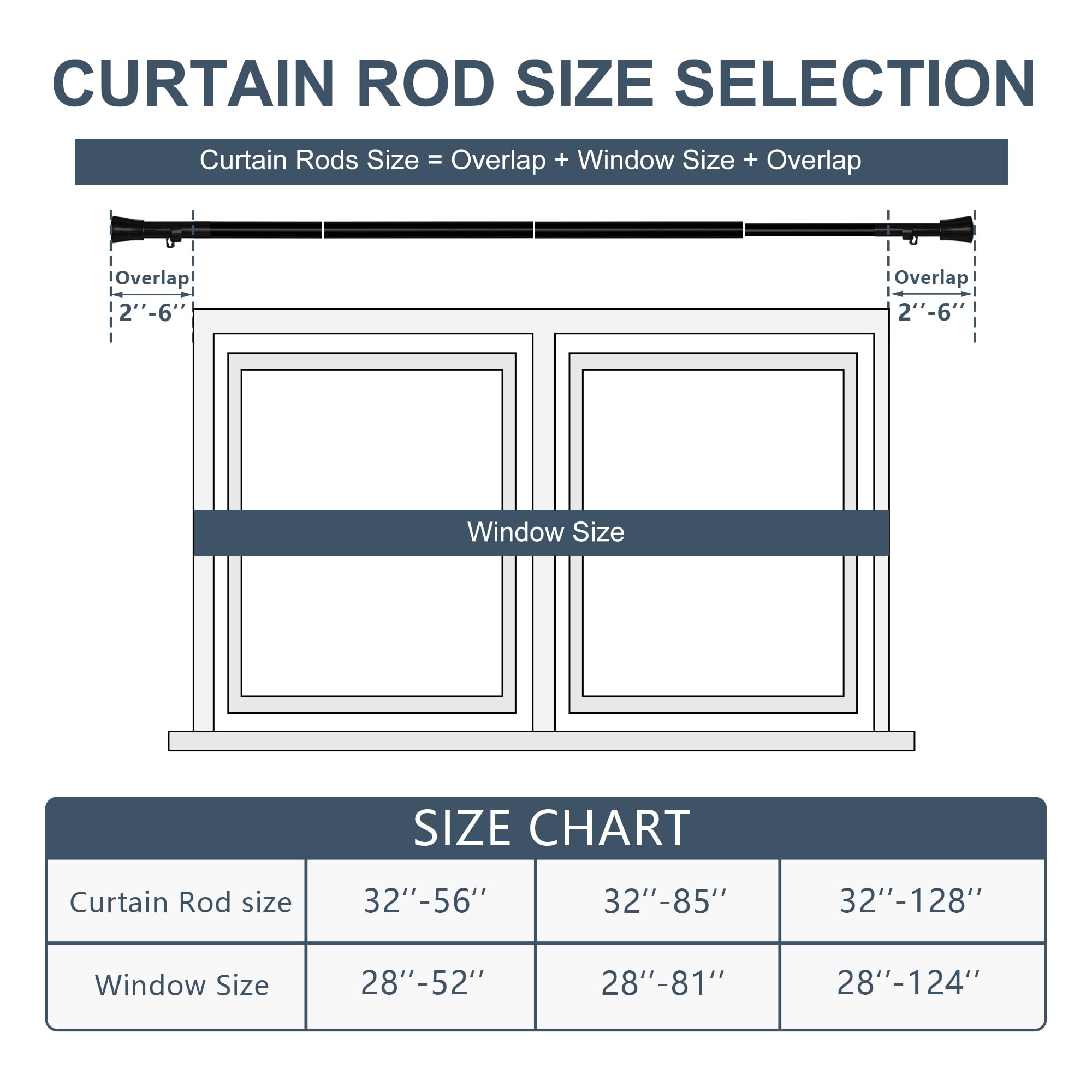 DWCN Heavy Duty Adjustable Curtain Rods-2
