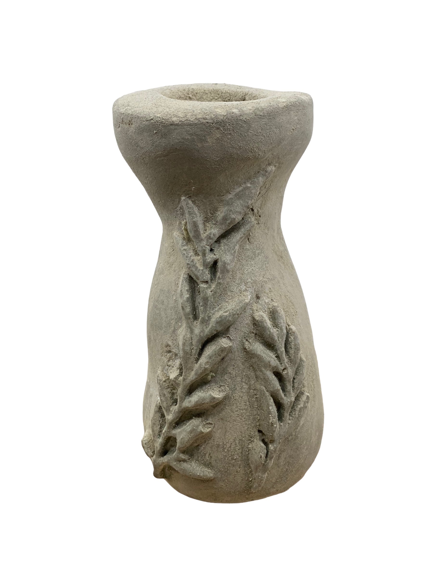 Cement Vase, Leafy Branches, Lightweight Concrete, Aircrete-4