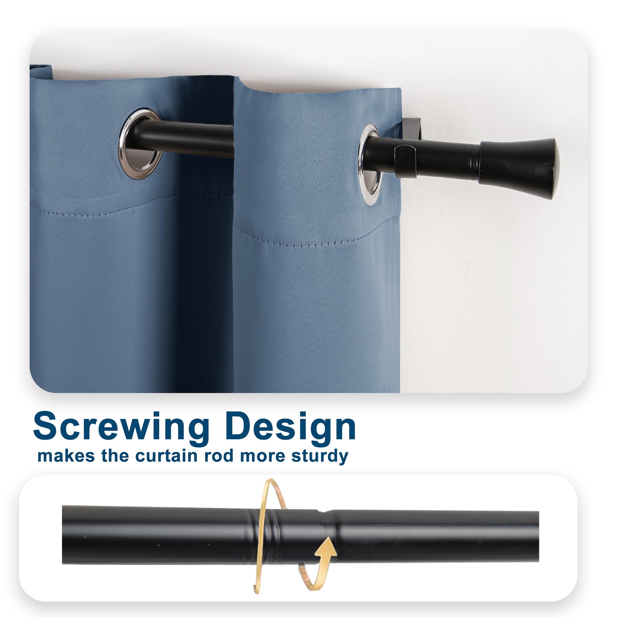 DWCN Heavy Duty Adjustable Curtain Rods-3