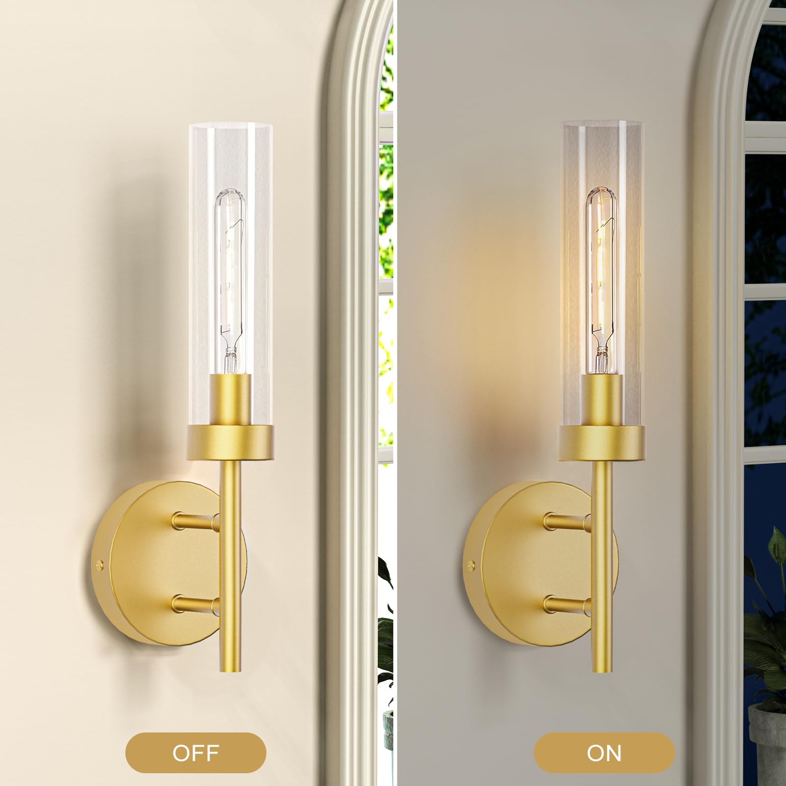 Gold Hardwired Wall Sconces Set of 2, Modern Bathroom Vanity Sconces Wall Lighting (Copy)-3