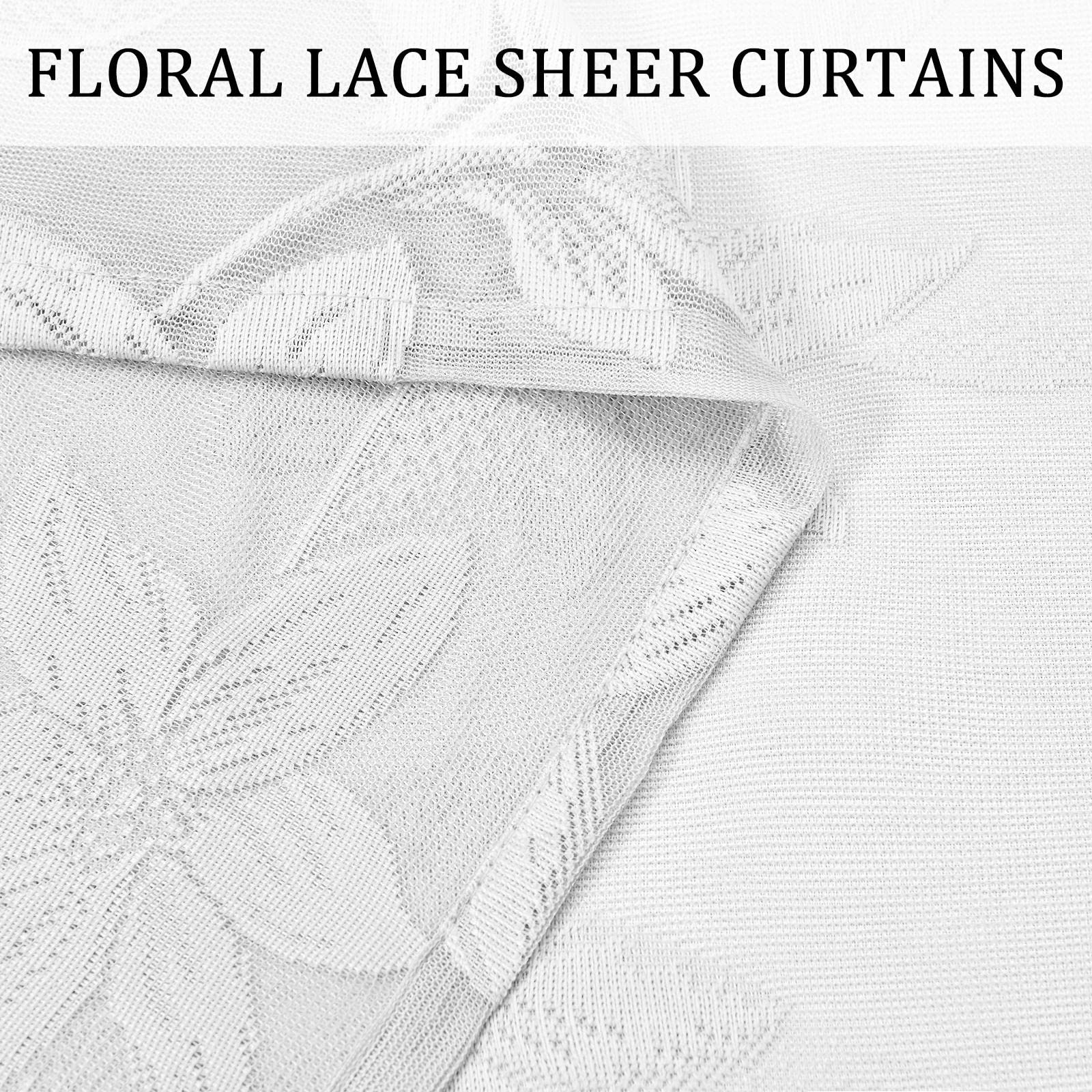 DWCN Lace Sheer Curtains, Set of 2 Panels-3
