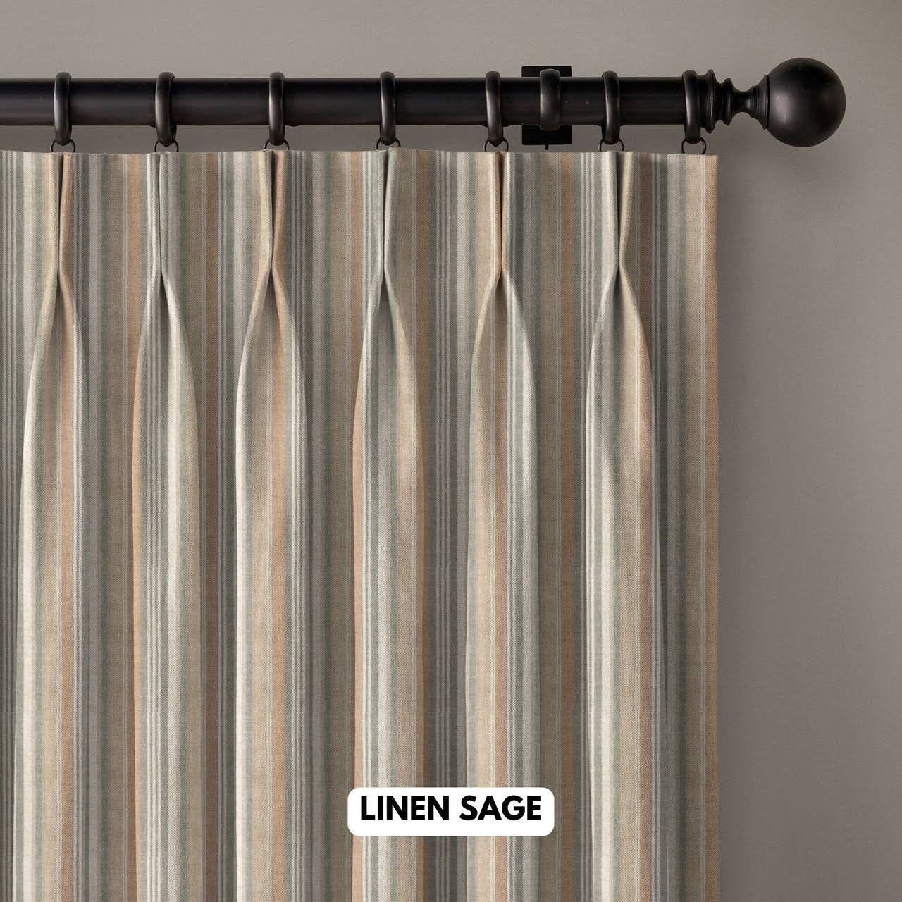 Farmhouse Stripe Pure Linen Curtains | Pinch & Euro Pleats | Standard & Custom Sizes | Light Filtering or Blackout-2