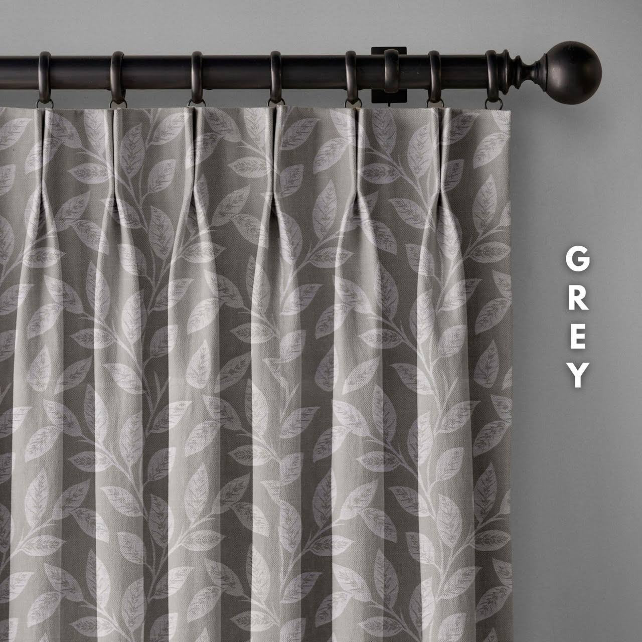 Botanical Print Pure Linen Curtains | Pinch Pleats & Euro Pleats | Standard & Custom Sizes | Light Filtering & Blackout-2