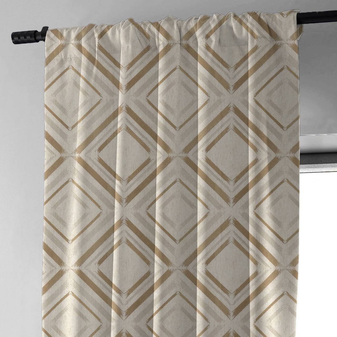 Geometric Curtains | Beige & Grey | Organic Cotton Linen | Blackout/Light Filtering | Made to Measure-2