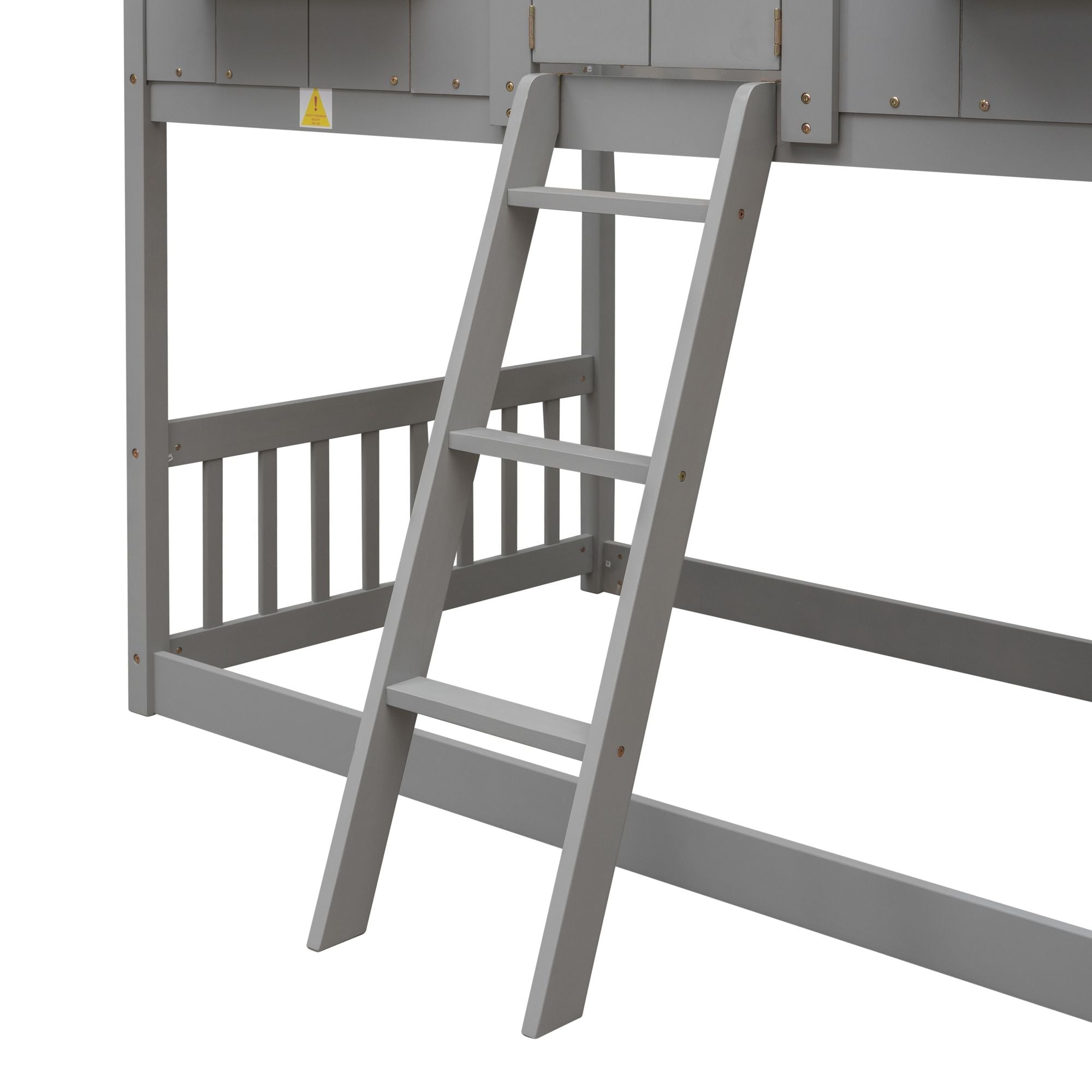 Imaginative Twin Over Twin Wood House Bunk Bed with Roof, Window, Door, Ladder in Multiple Colors | Just Better Bunk Beds