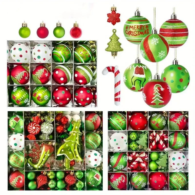 Christmas Ball Decoration Set Red Green White (46pcs)-1