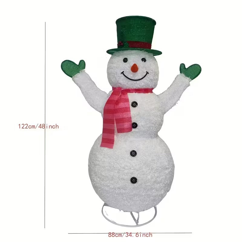Green Hat Snowman Retractable Yard Decoration-4