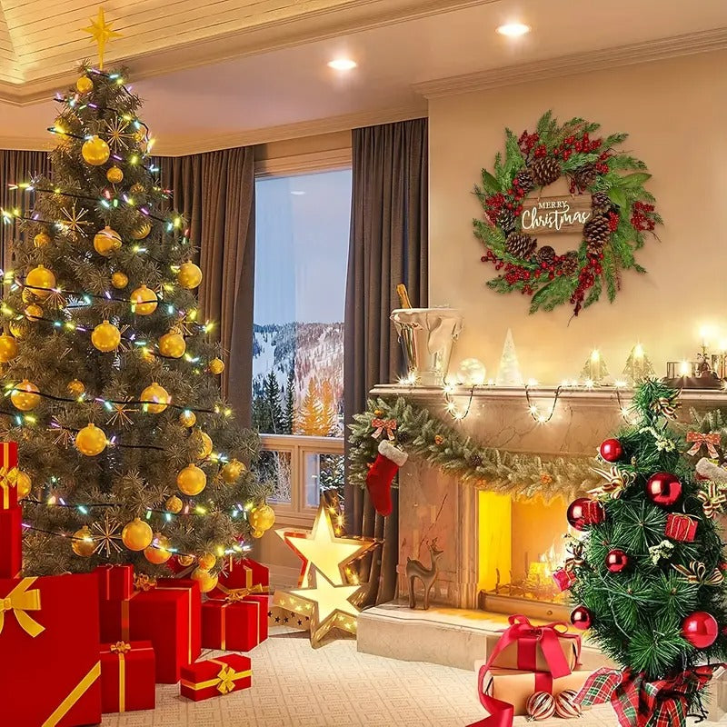 Christmas Wreath with Pinecones & Berries-4