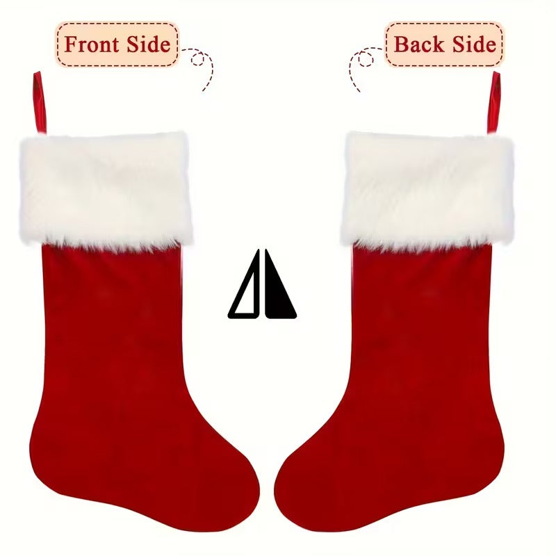 Classic Christmas Stockings Polyester Velvet Tube Socks (4pc)-1