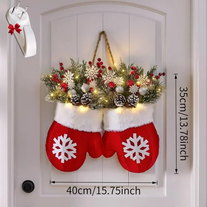 Christmas Wreath with Red Berries & Snowflake Design-1