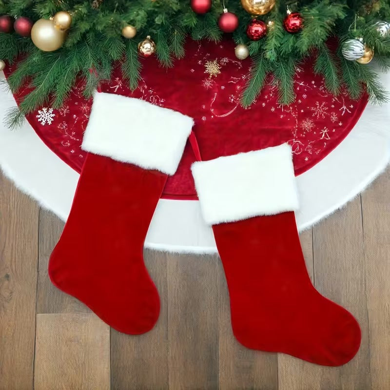 Classic Christmas Stockings Polyester Velvet Tube Socks (4pc)-2