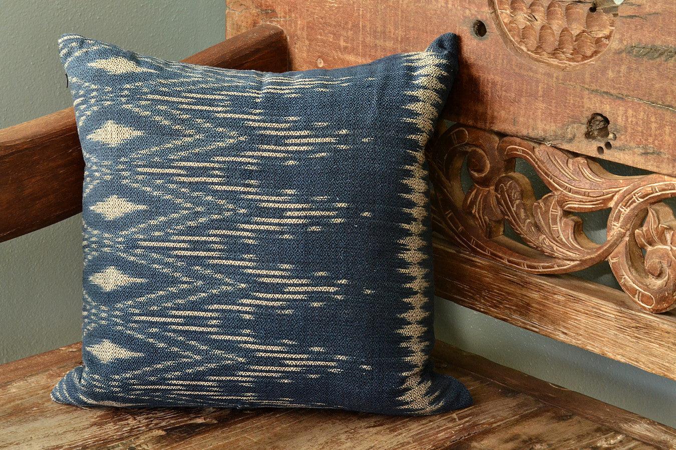 Indigo Ikat Pillow Cover - PRHOMZ