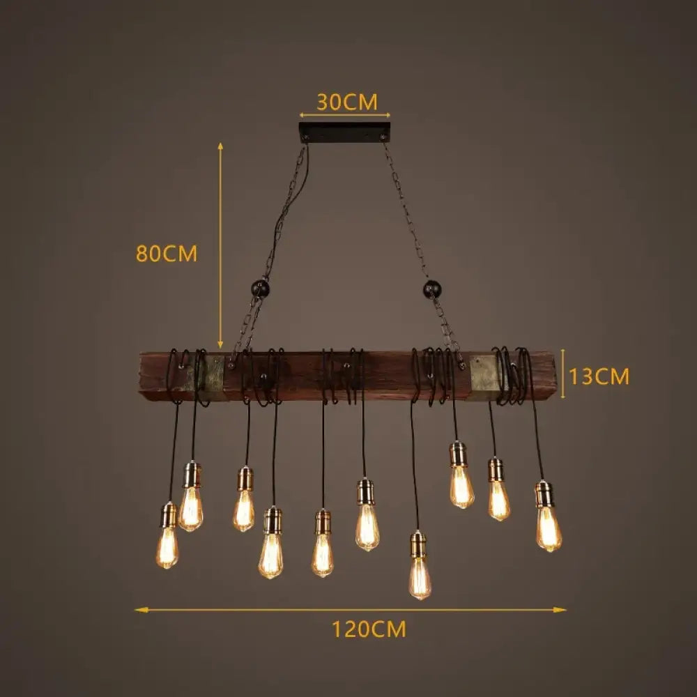 Industrial Vintage Wood Chandelier | Dining Room Lighting
