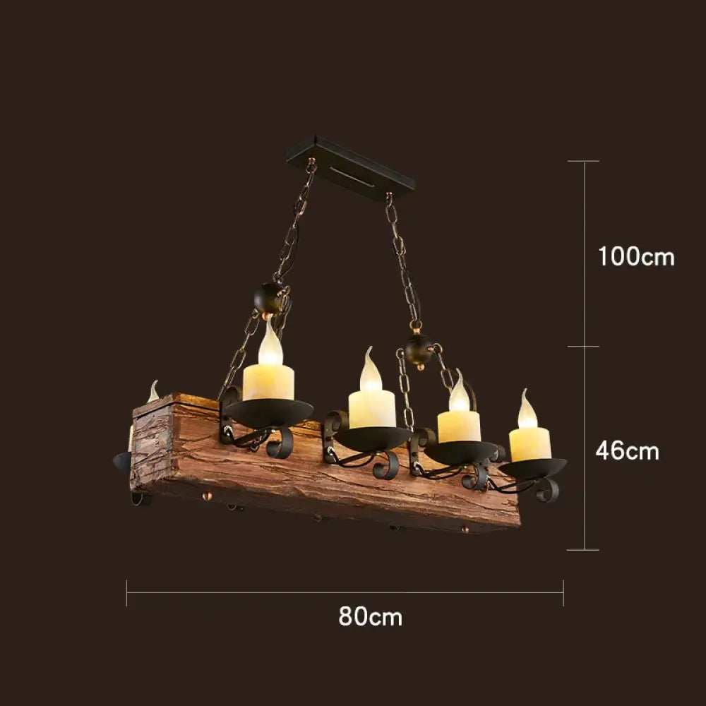 Industrial Vintage Wood Chandelier | Dining Room Lighting
