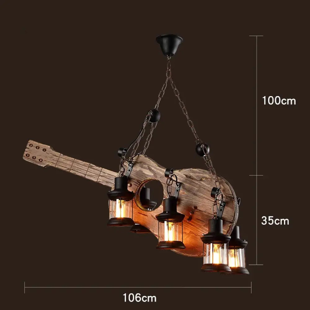 Industrial Vintage Wood Chandelier | Dining Room Lighting