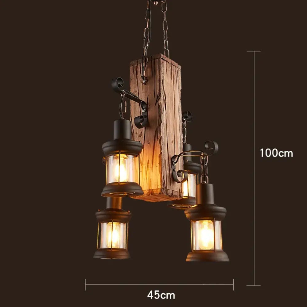 Industrial Vintage Wood Chandelier | Dining Room Lighting