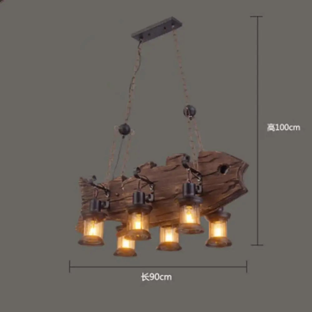 Industrial Vintage Wood Chandelier | Dining Room Lighting