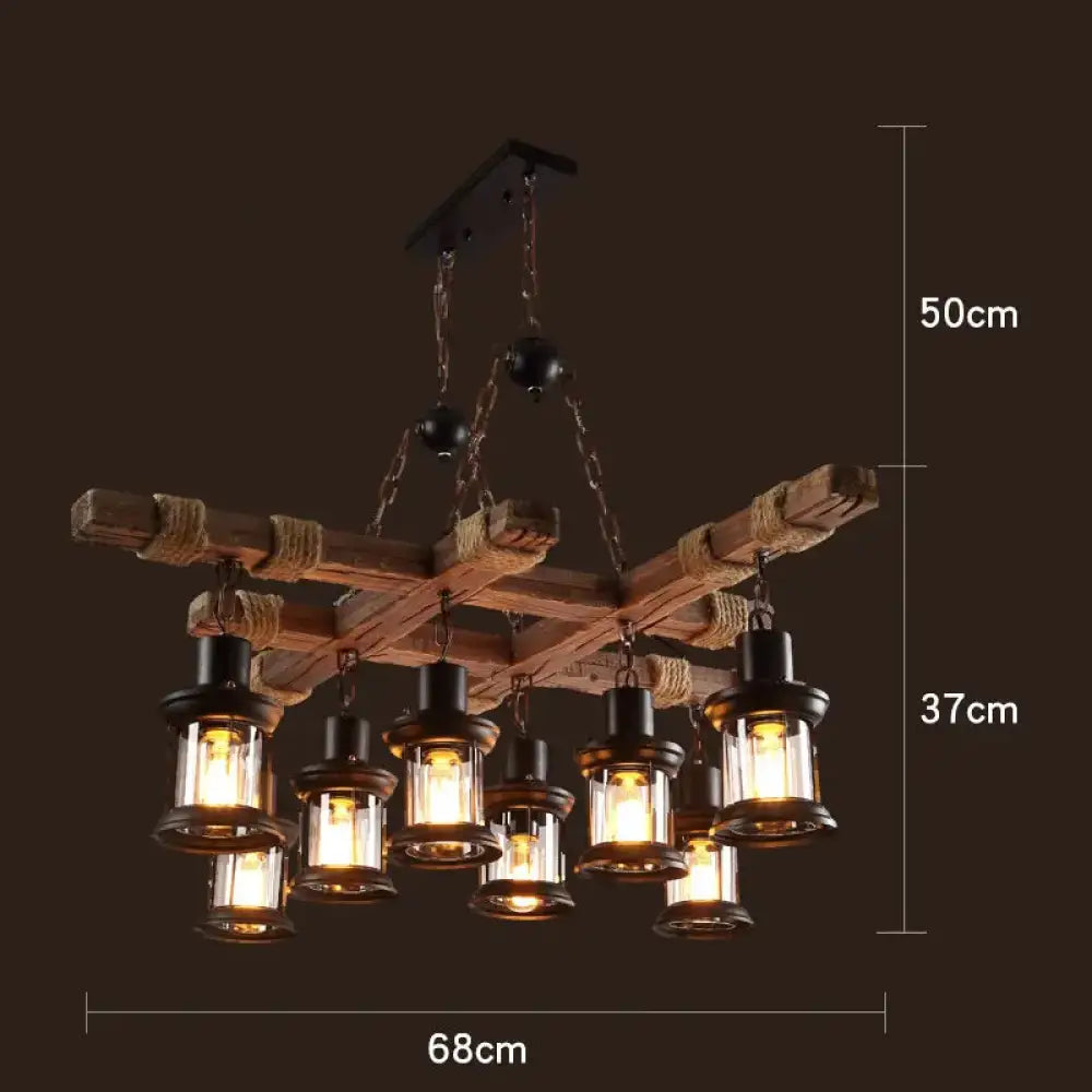 Industrial Vintage Wood Chandelier | Dining Room Lighting