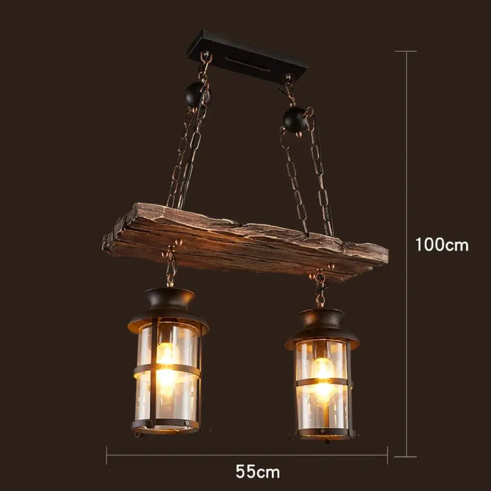 Industrial Vintage Wood Chandelier | Dining Room Lighting