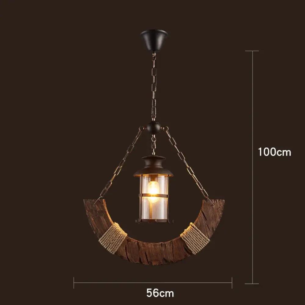 Industrial Vintage Wood Chandelier | Dining Room Lighting