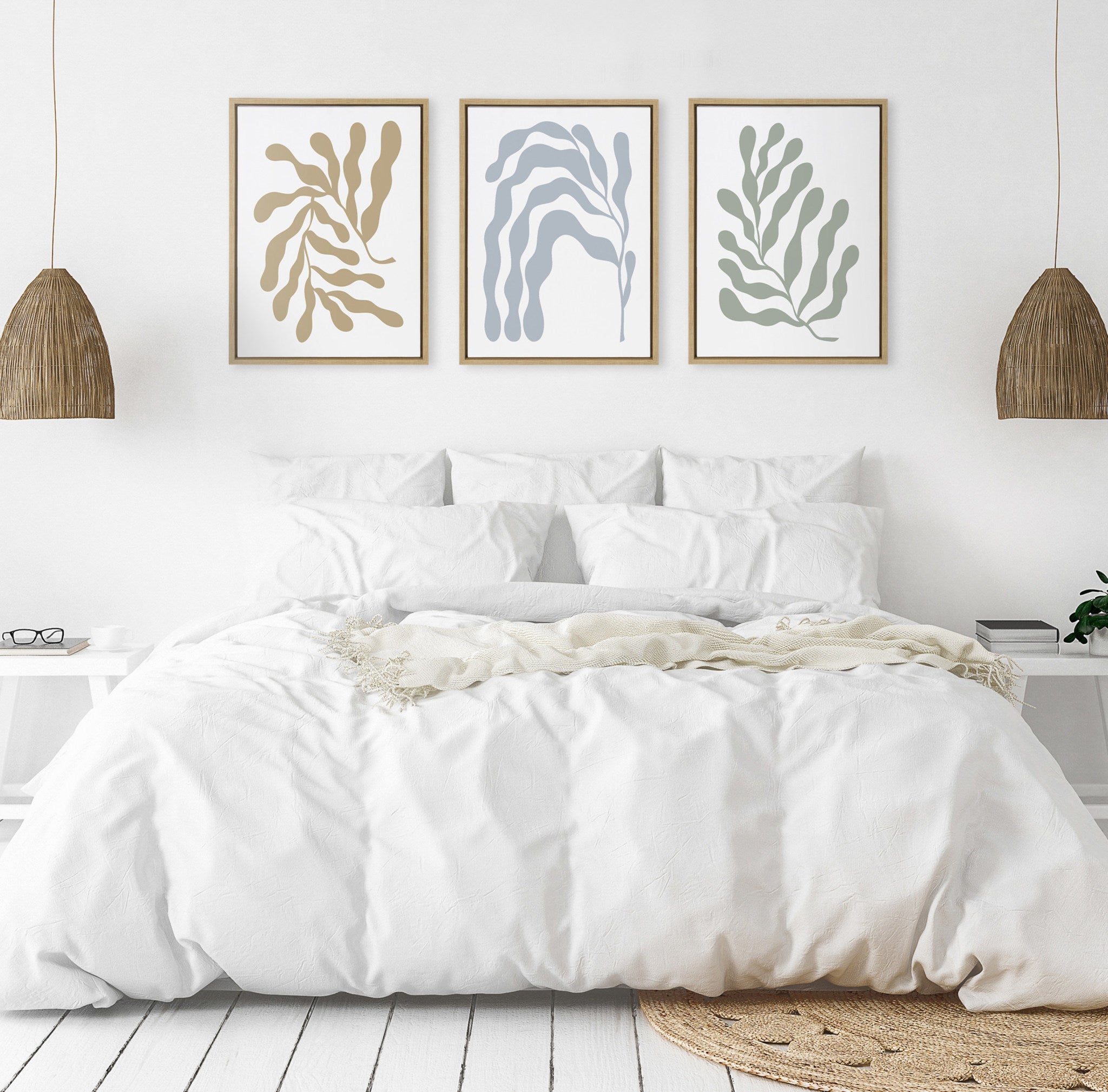 Sylvie Matisse Inspired Abstract Botanicals Framed Canvas by The Creative Bunch Studio