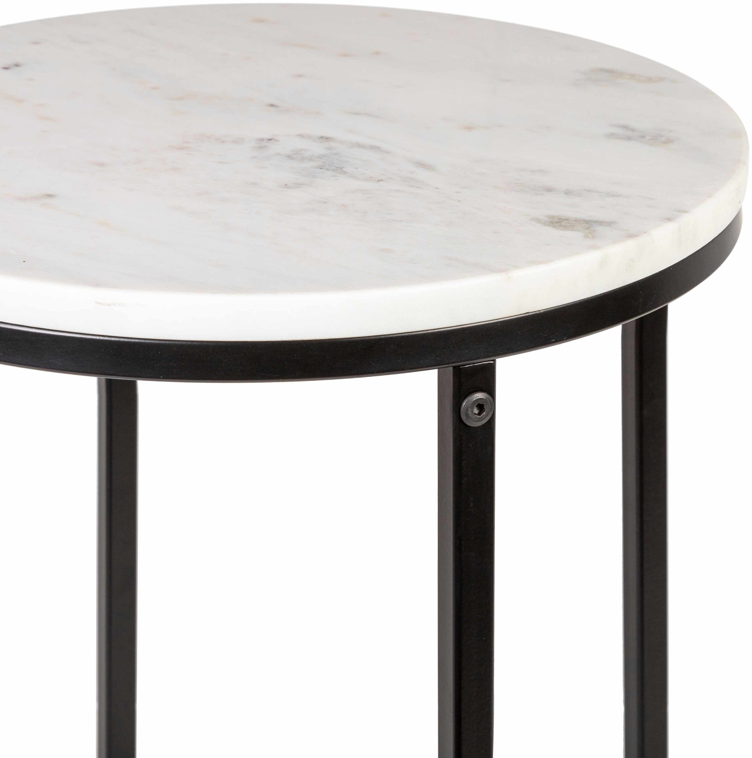 Iris White Marble Black Metal End Table-1