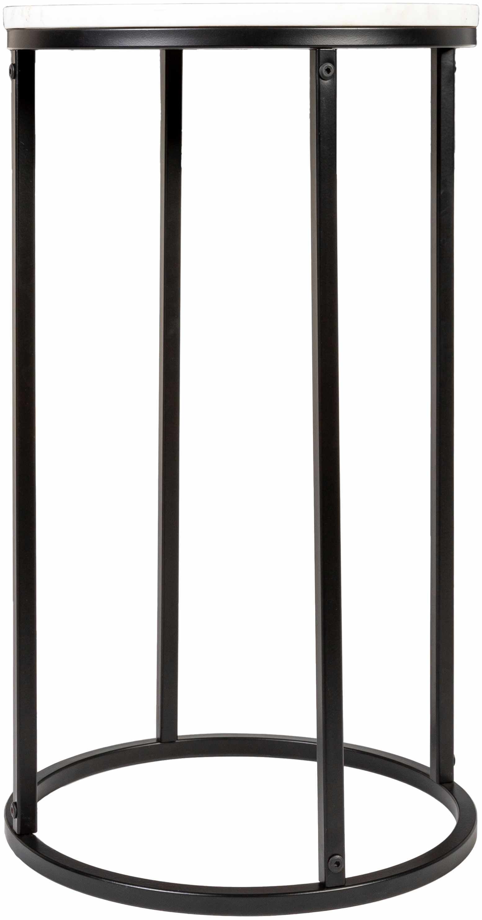 Iris White Marble Black Metal End Table-2