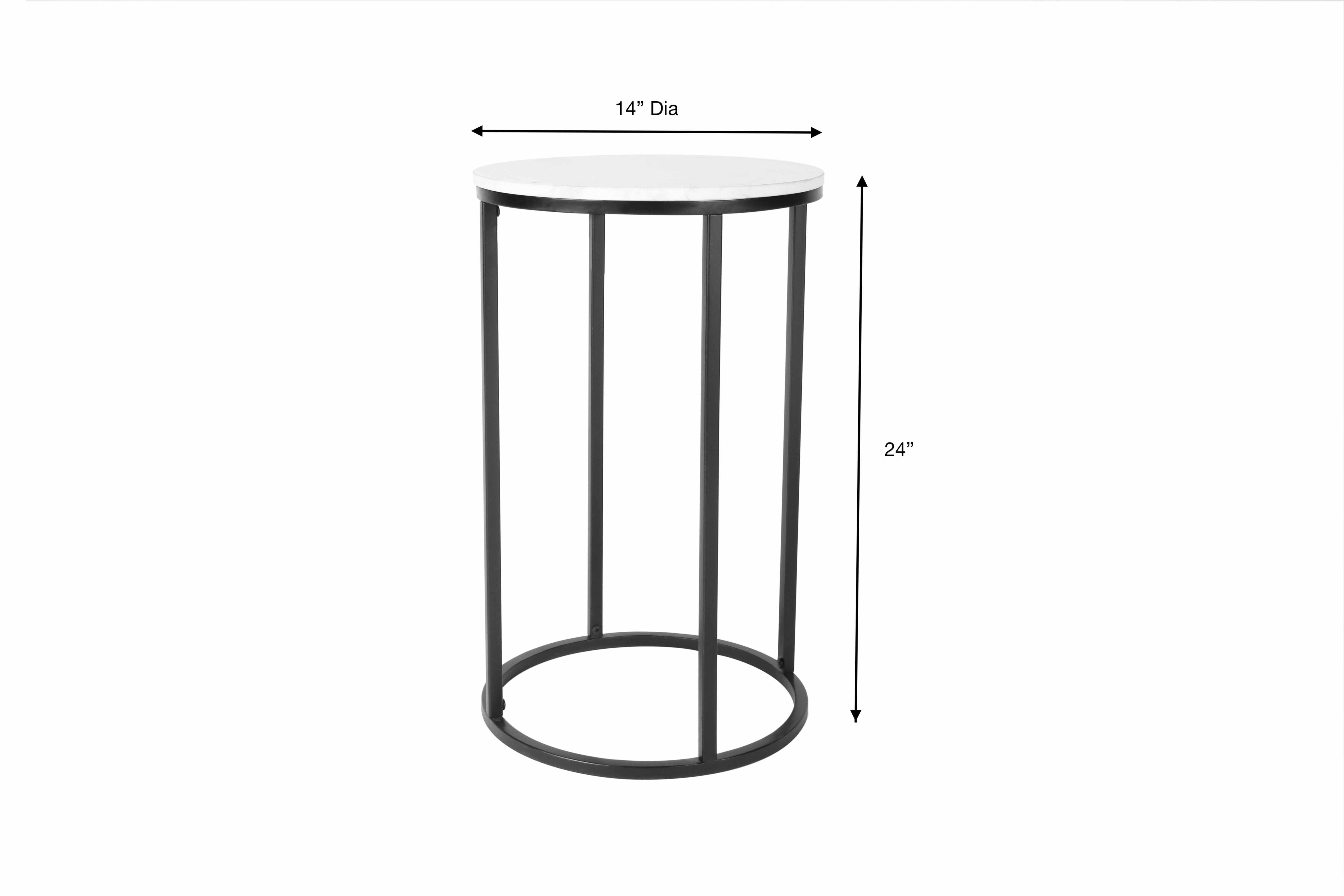 Iris White Marble Black Metal End Table-3