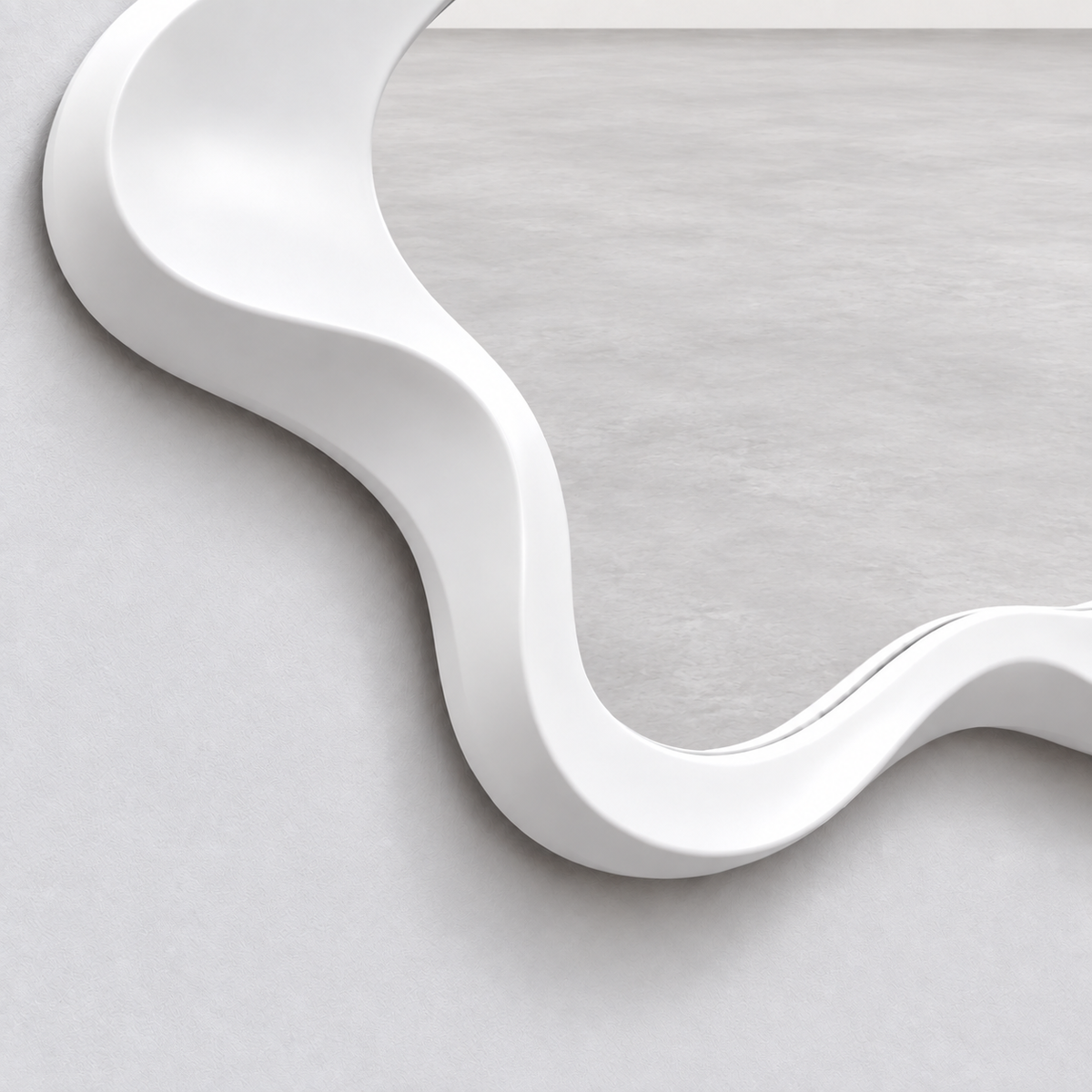 Wavy Wood Frame Wall Mirror with 3D Carved Border | Versatile Hanging for Any Room