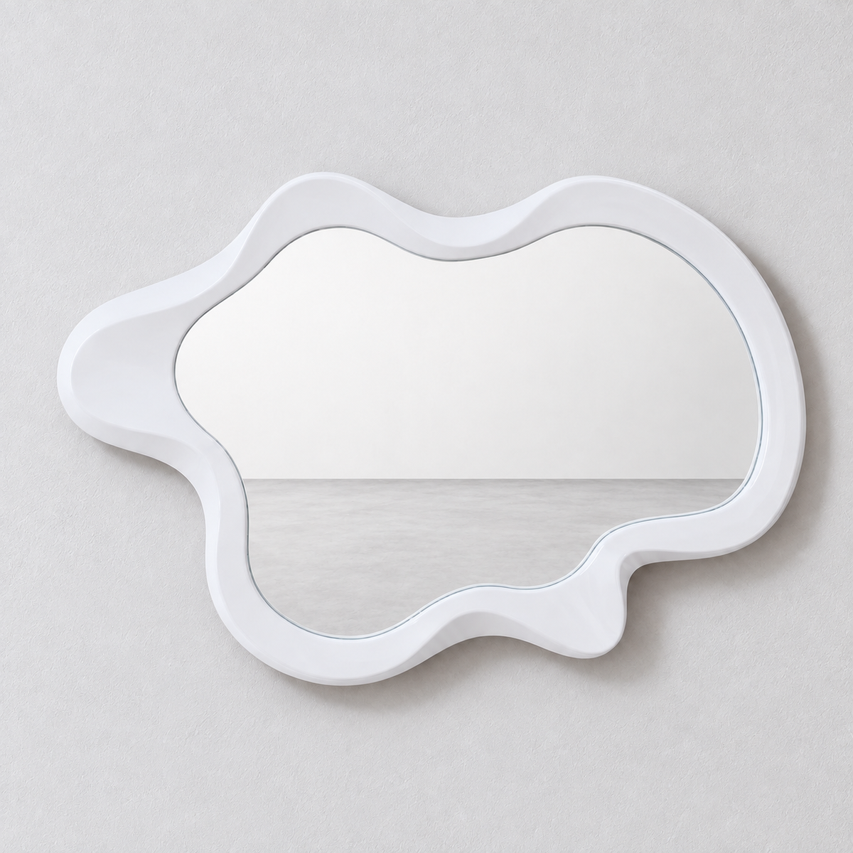 Wavy Wood Frame Wall Mirror with 3D Carved Border | Versatile Hanging for Any Room