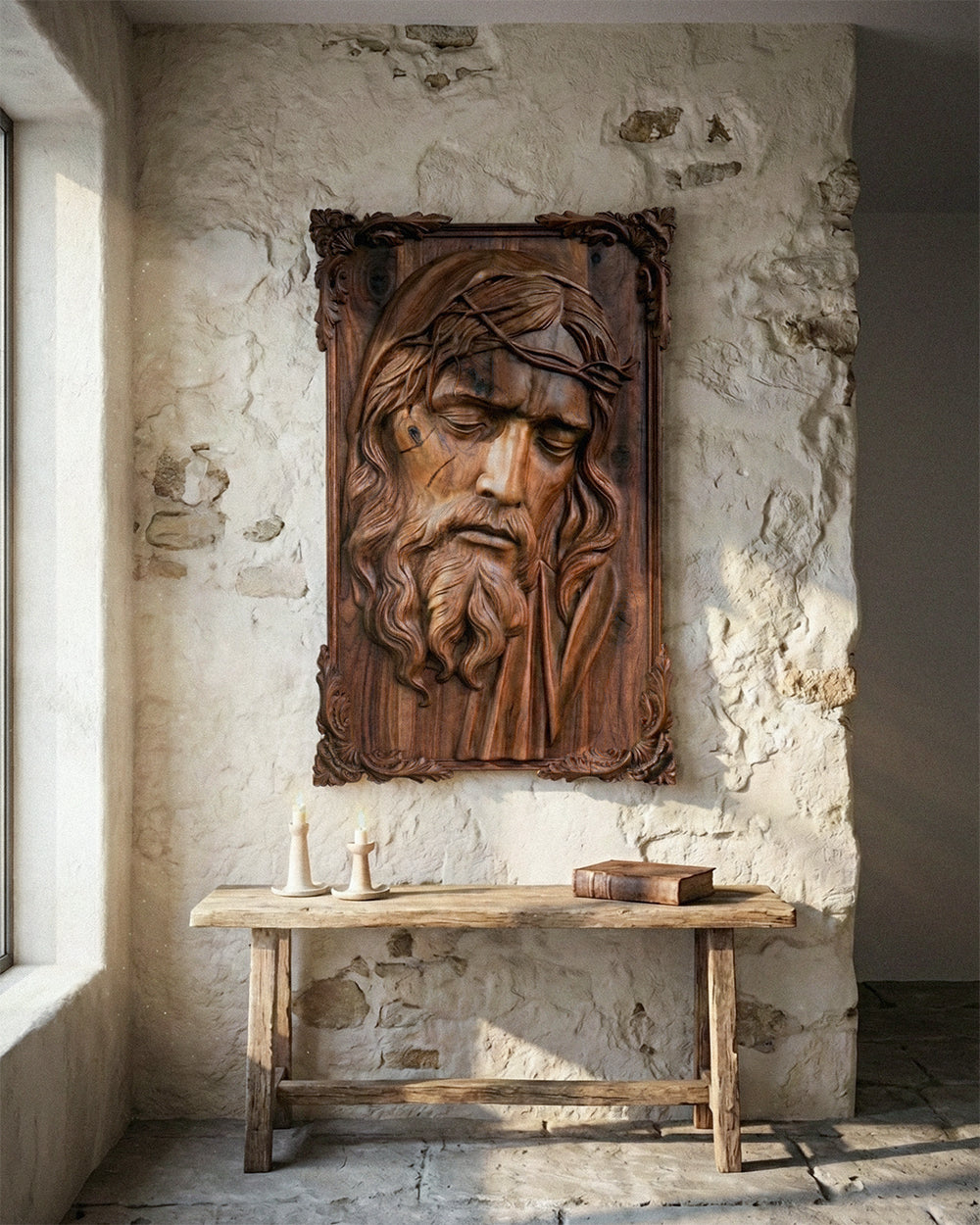 Hand-Carved Jesus Relief