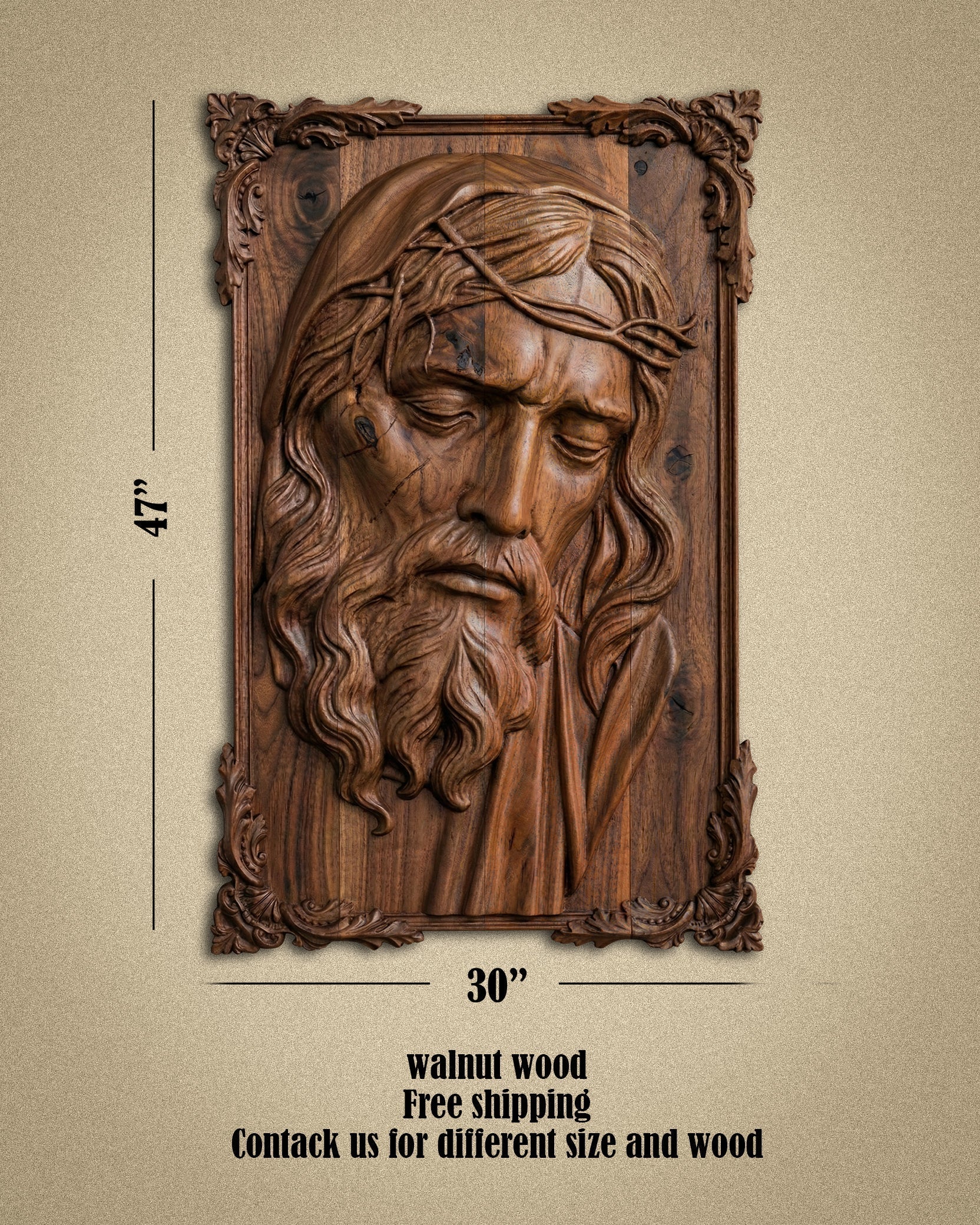 Hand-Carved Jesus Relief