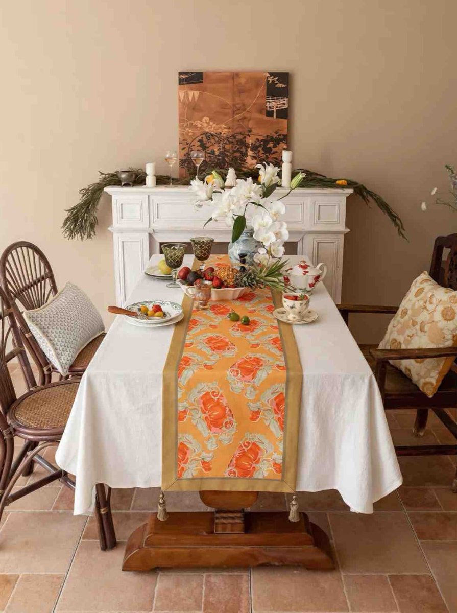 Italian Style Decorative Table Runner for Elegant Fall Table Setting-0