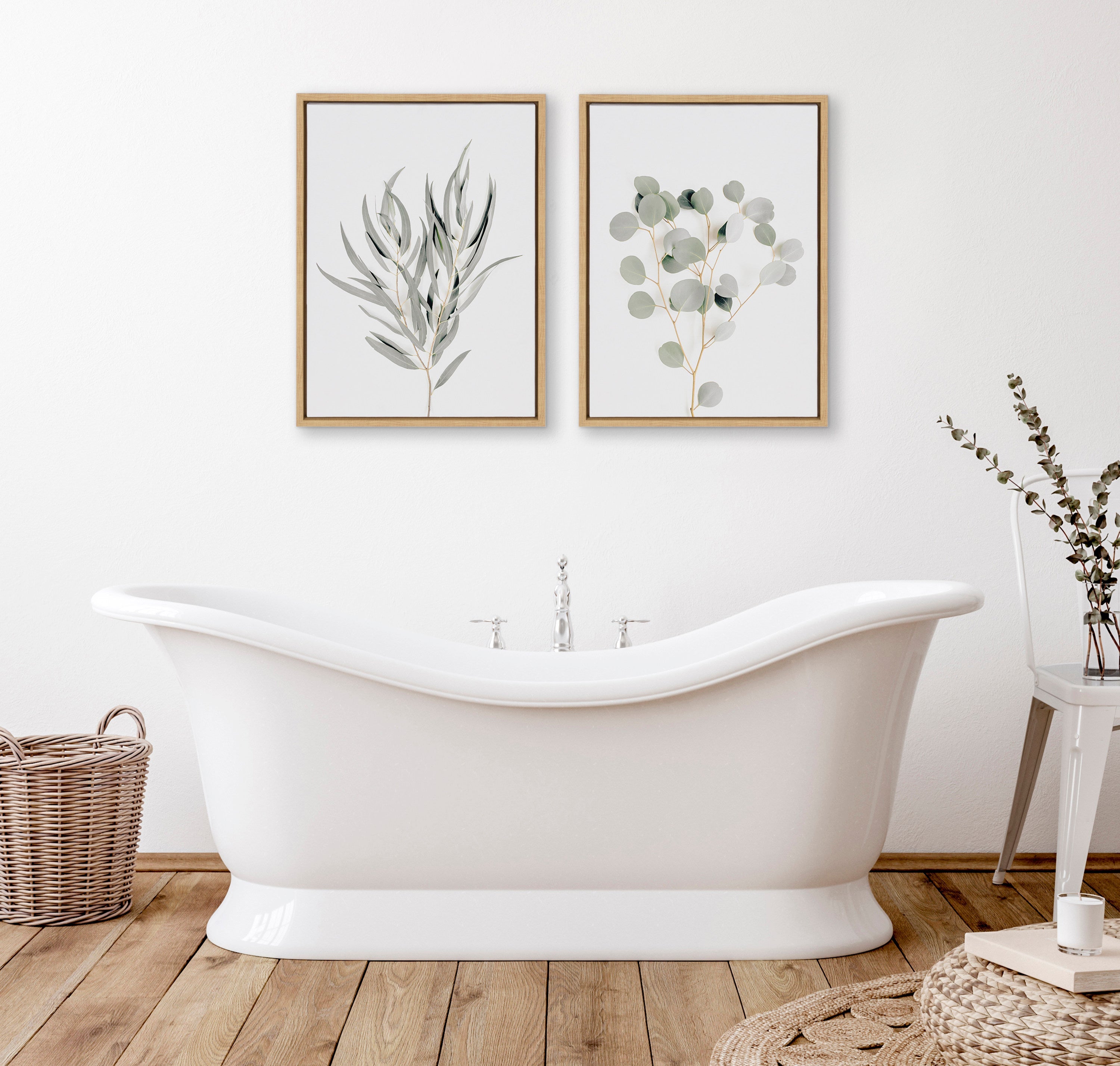 Sylvie Neutral Botanical 1 and 2 Framed Canvas Set by The Creative Bunch Studio