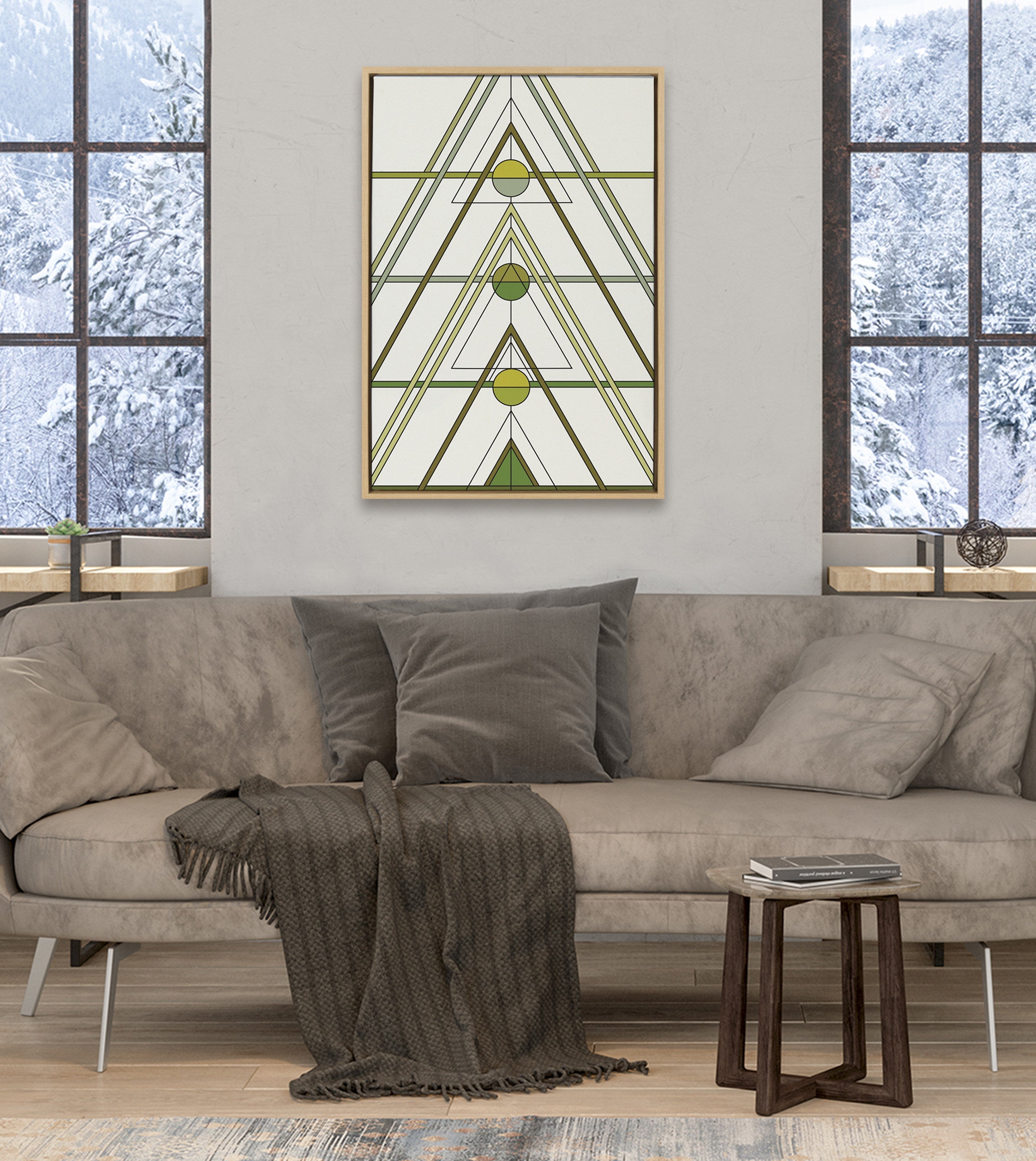 Sylvie Mid Century Modern Retro Tree Framed Canvas by The Creative Bunch Studio