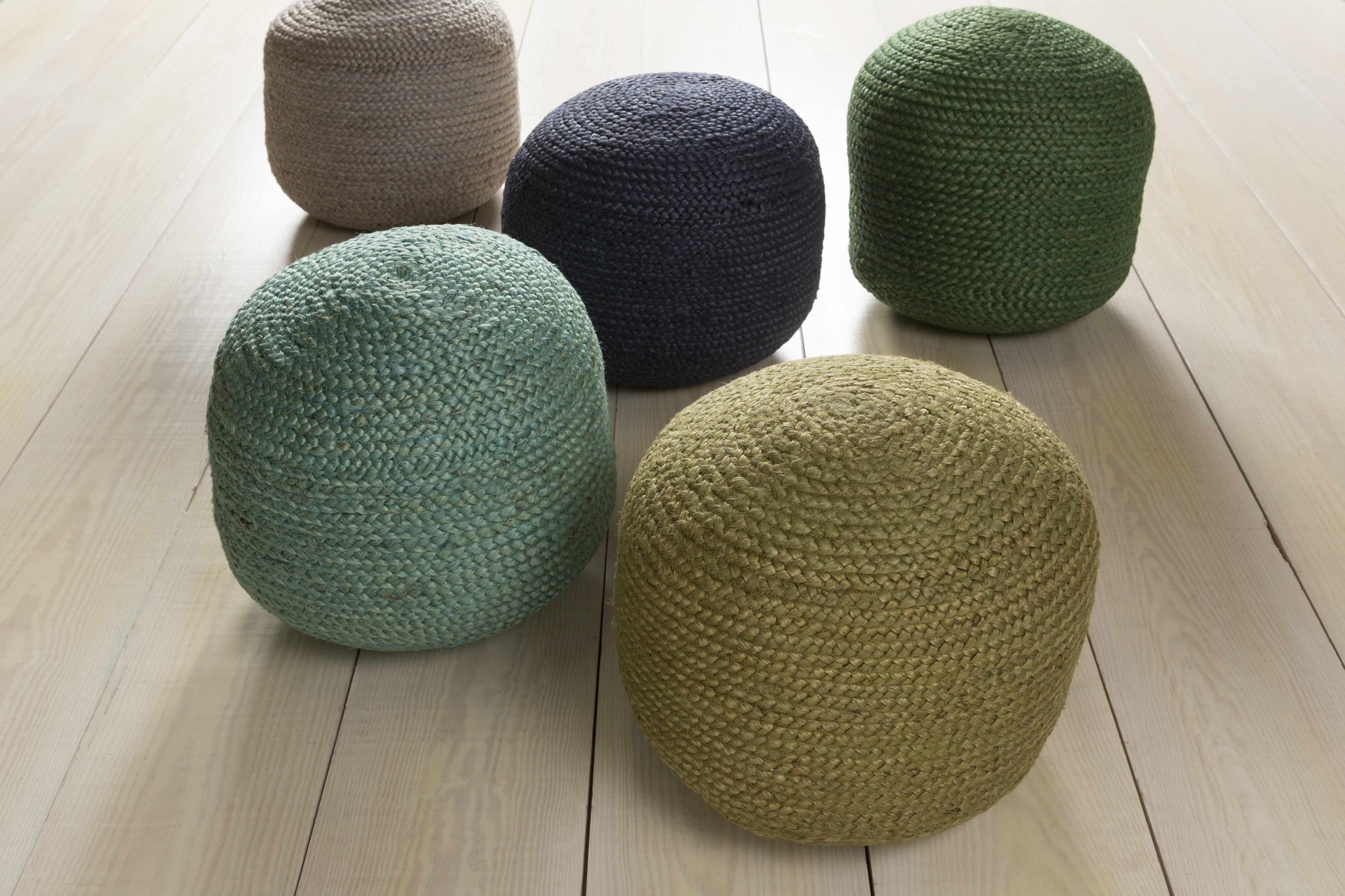 Jenkinjones Knitted Aqua Jute Pouf-2