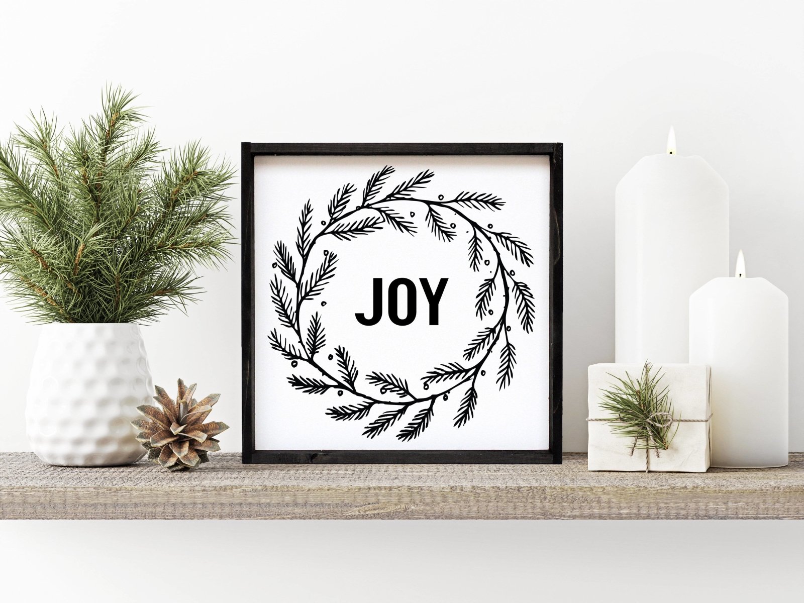 Joy Wreath Wood Sign-6