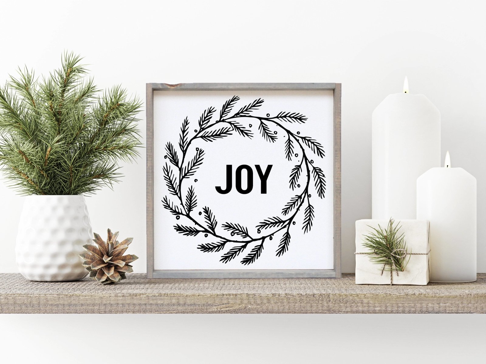 Joy Wreath Wood Sign-7