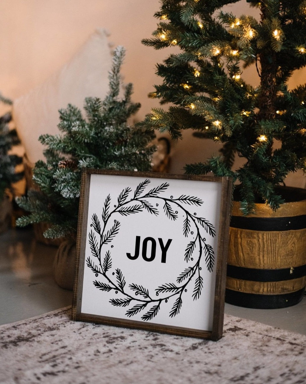 Joy Wreath Wood Sign-3