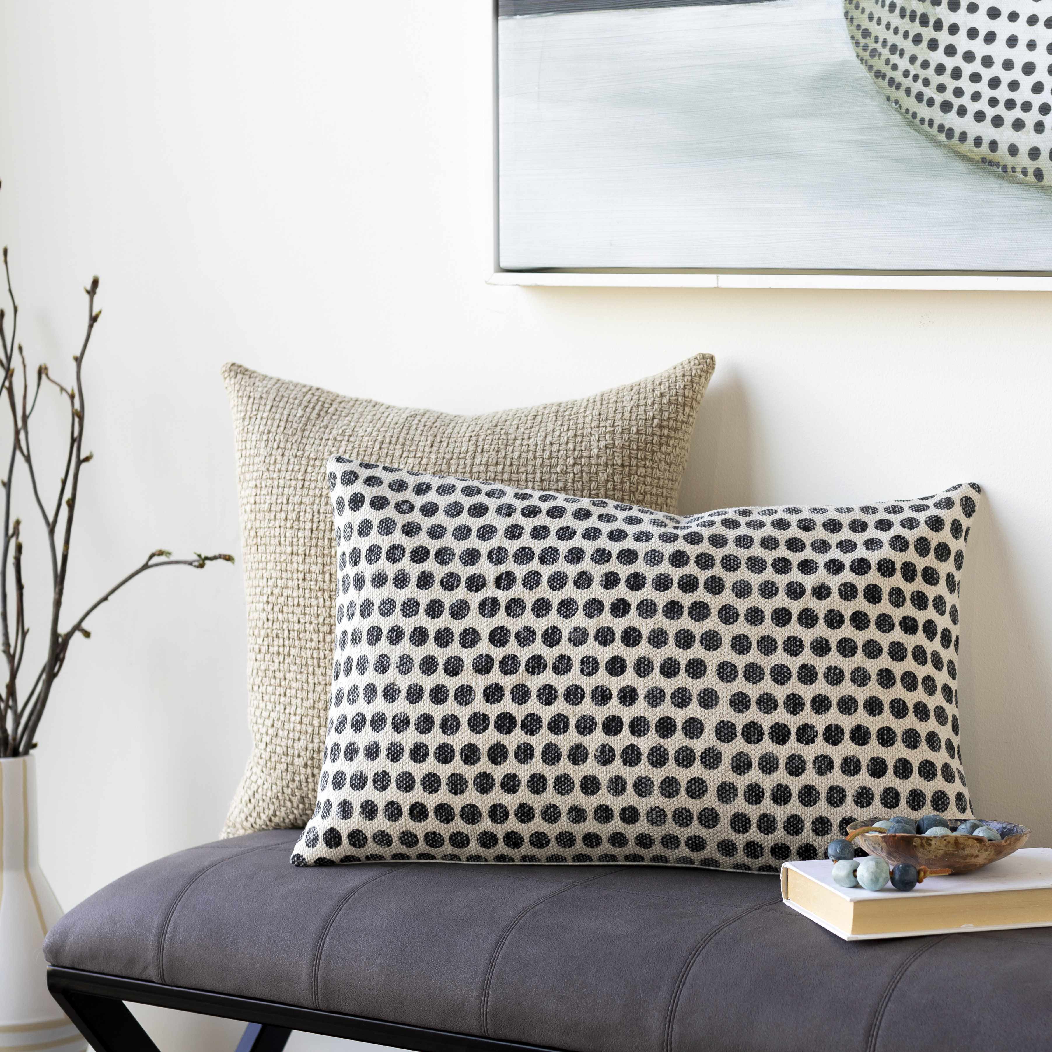 Jubasan Monochrome Dotted Cotton Throw Pillow-2