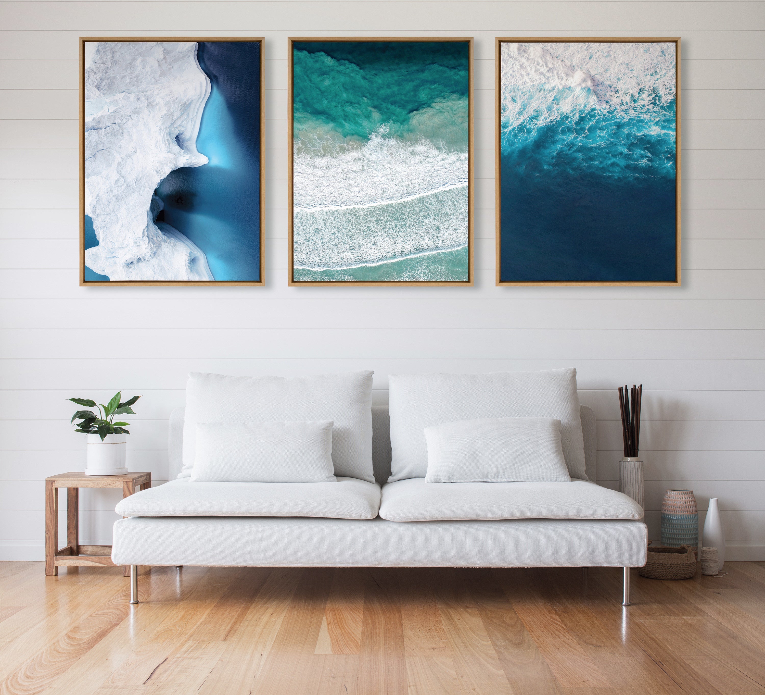 Sylvie Seascape of Splashing Waves Framed Canvas by The Creative Bunch Studio