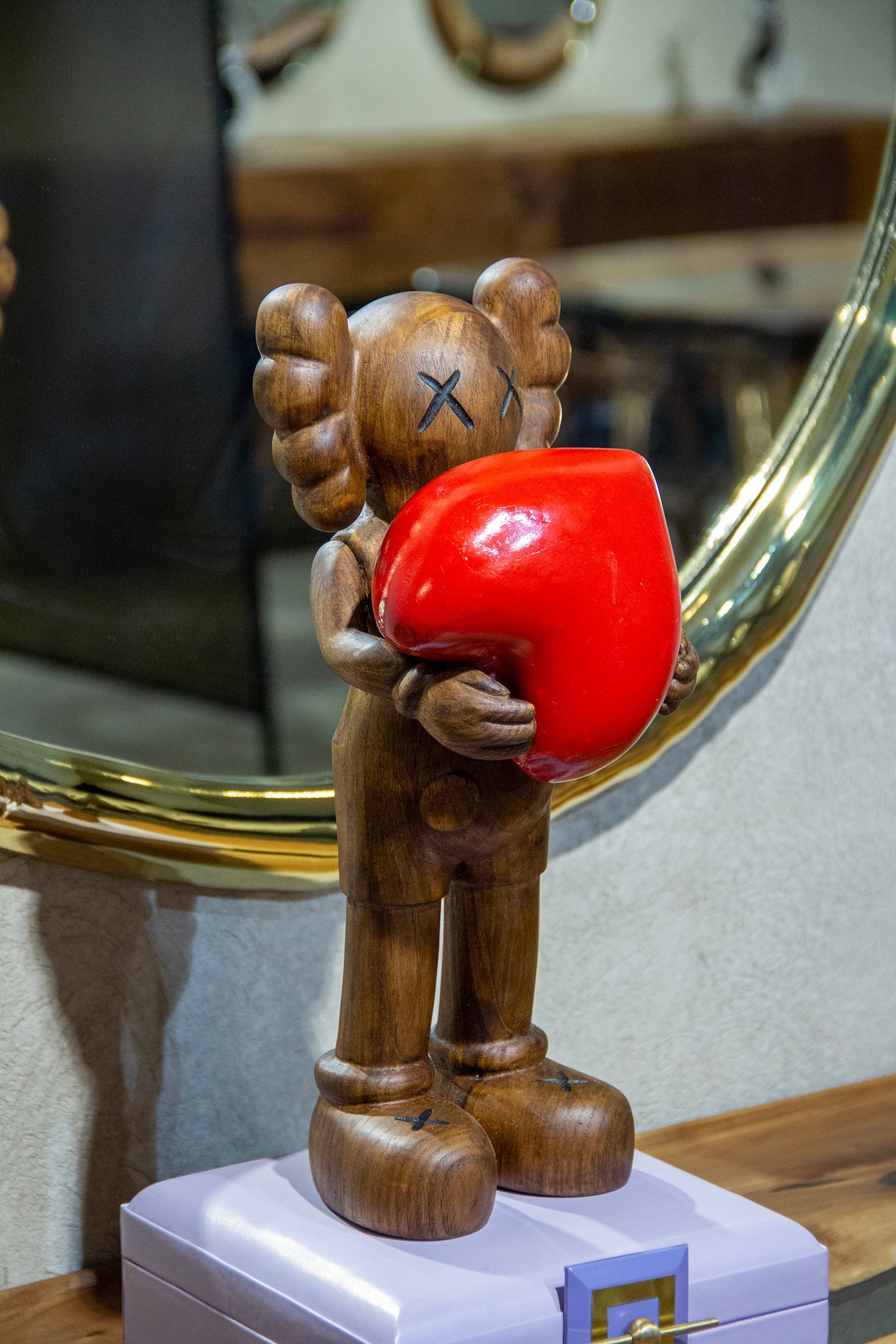 Handcrafted Wooden Art Figure with Heart