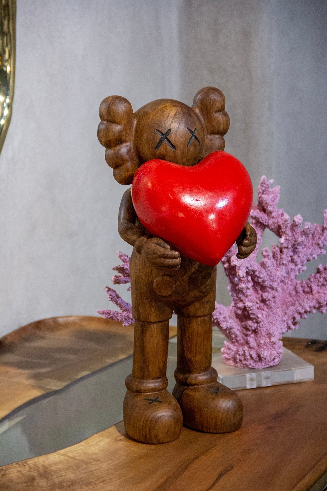 Handcrafted Wooden Art Figure with Heart