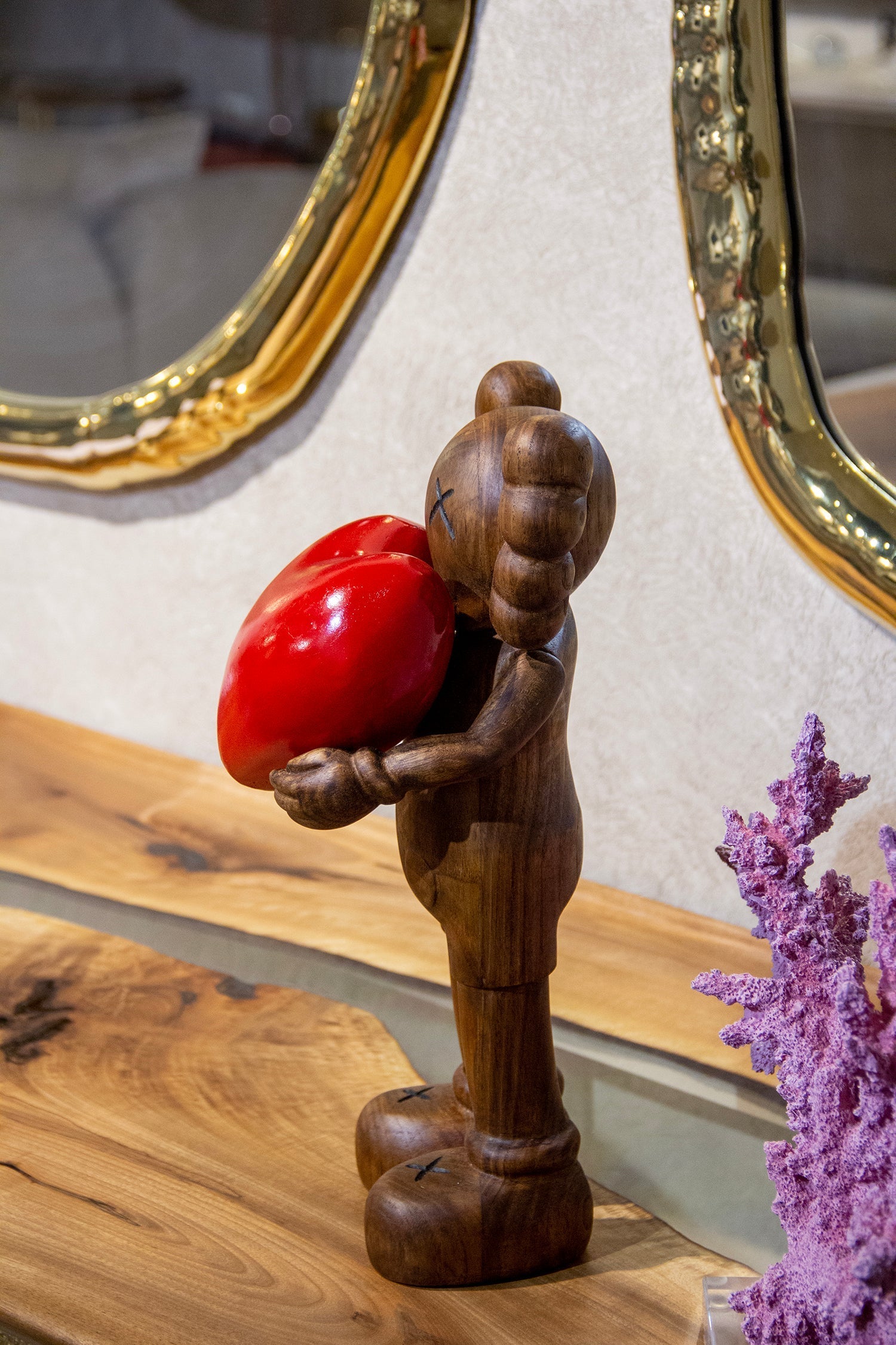 Handcrafted Wooden Art Figure with Heart