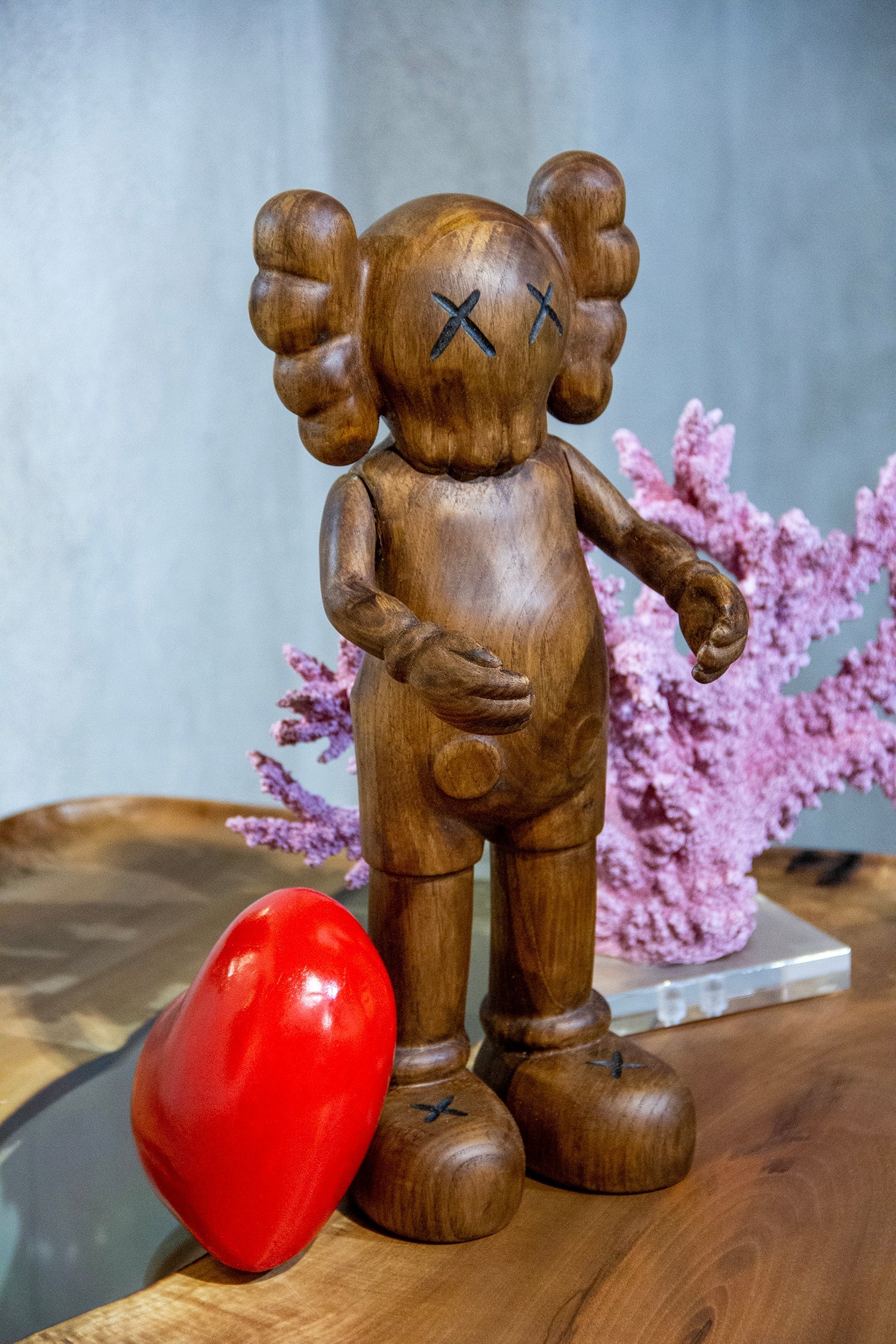 Handcrafted Wooden Art Figure with Heart