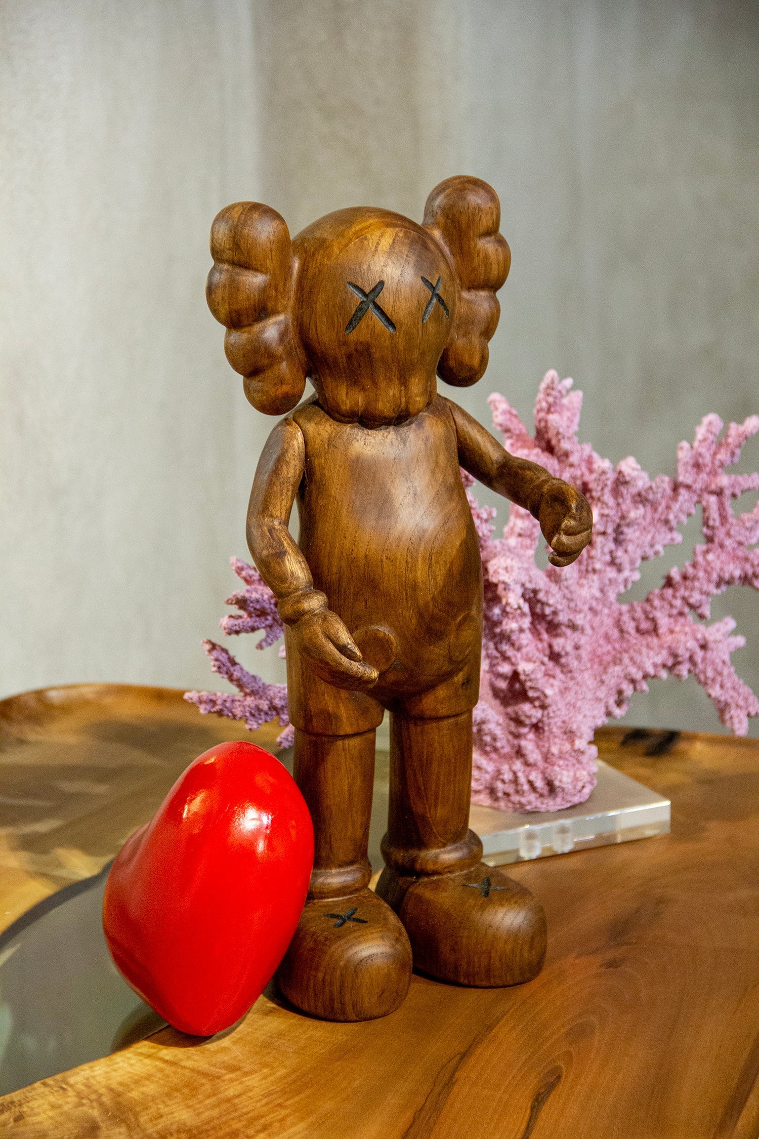 Handcrafted Wooden Art Figure with Heart