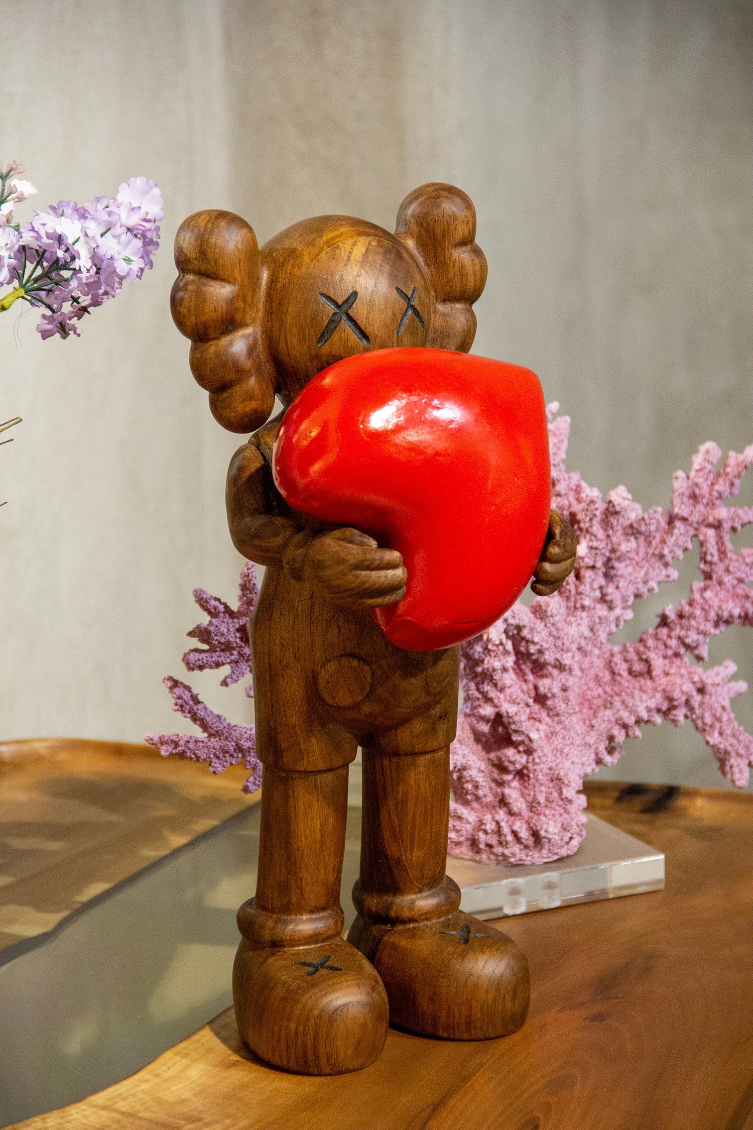 Handcrafted Wooden Art Figure with Heart