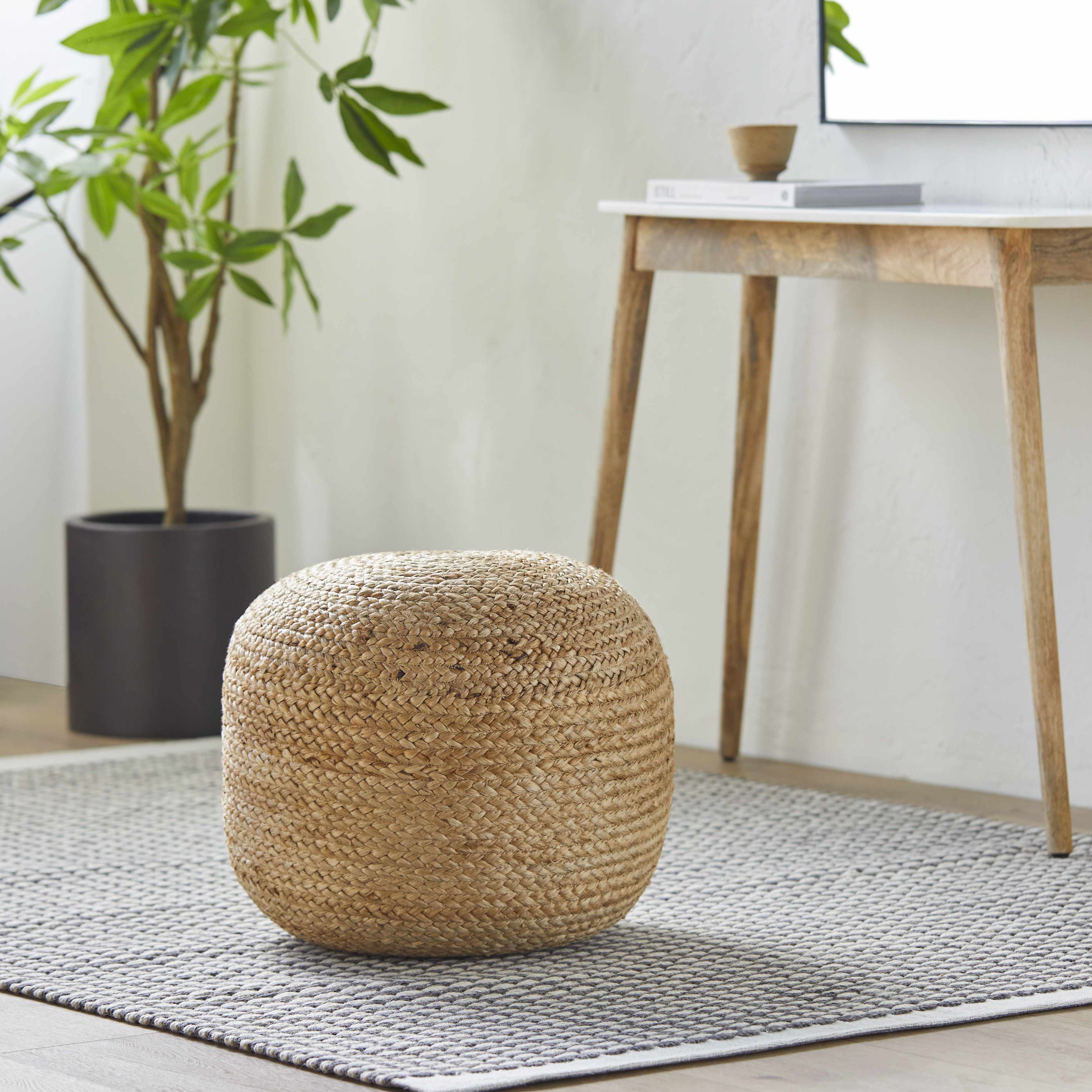Kaumakani Knitted Jute Round Pouf-2