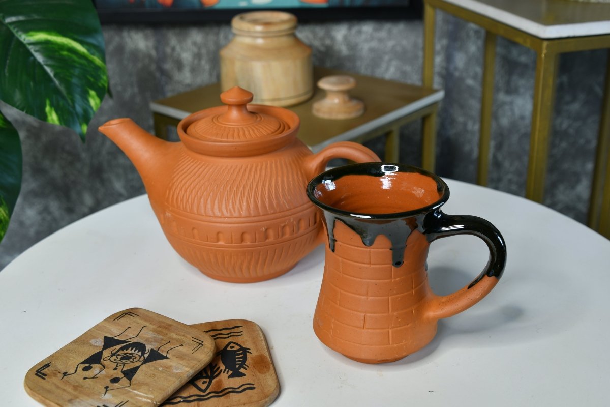 Terracotta Kettle: Artisan Charm for Home and Kitchen-9