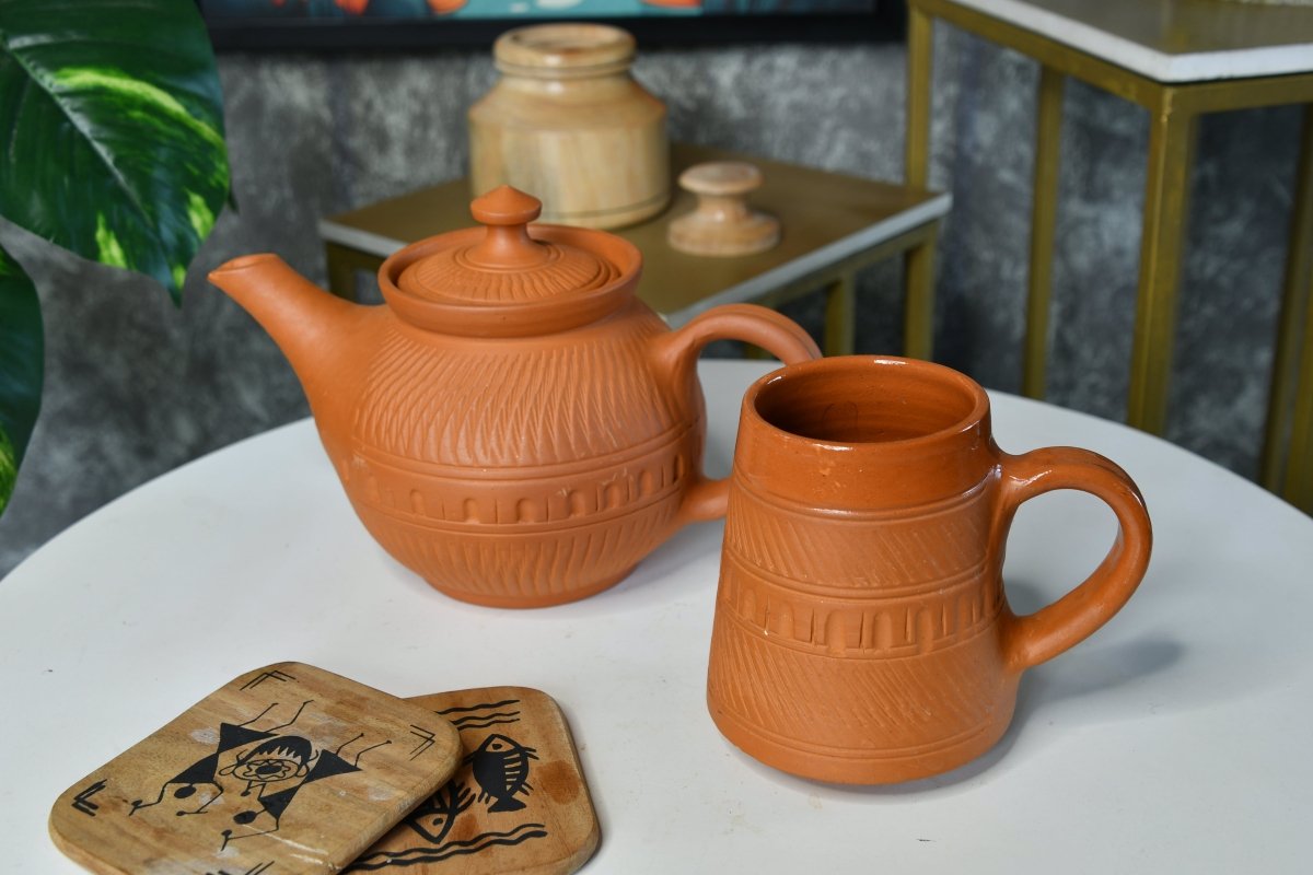 Terracotta Kettle: Artisan Charm for Home and Kitchen-13